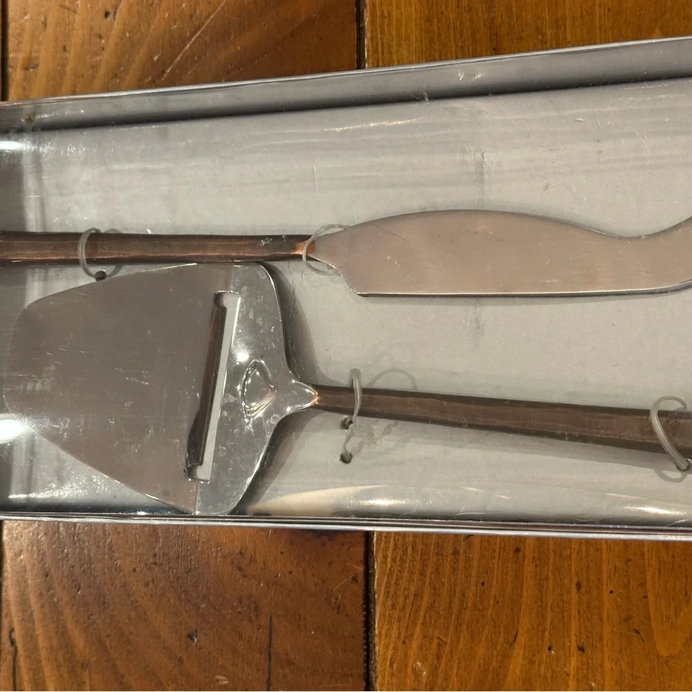 Crate&Barrel Bronze Handle Cheese Tool Set New